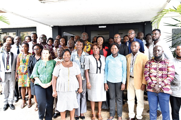 Ms Paulina S. Addy (5th right), Director of Women in Agriculture Development (WIAD), with participants in the workshop.