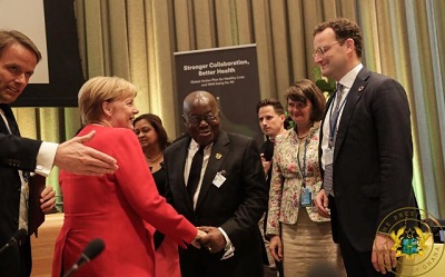 President Nana Addo Dankwa Akufo-Addo in a tête-à-tête with Ms Angela Merkel (left), the German Chancellor, at the United Nations General Assembly in New York