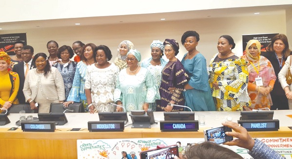The First Lady, Mrs Rebecca Akufo-Addo (3rd right), with other First Ladies from Africa after the OAFLAD meeting