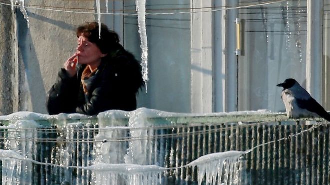  File pic: balconies are where most Russian smokers go to have a cigarette 
