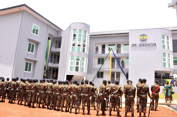 The front view of the new Army Headquarters at Burma Camp