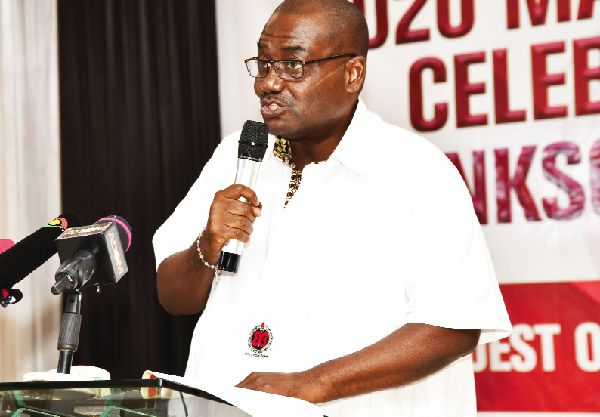 Mr Isaac Bampoe Addo delivering his May Day message Picture: EBOW HANSON