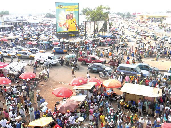 An aeriel view of the Central Business District of Tamale