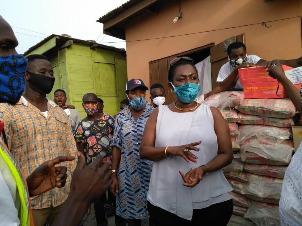 Ursula donates food to traditional rulers and Ablekuma West fishing community