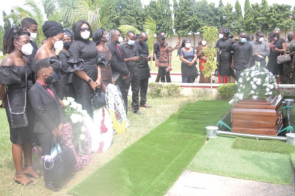 The remains of Dr Doris Dartey, a former Board Chairperson of GCGL, being laid to rest. Picture: SAMUEL TEI ADANO