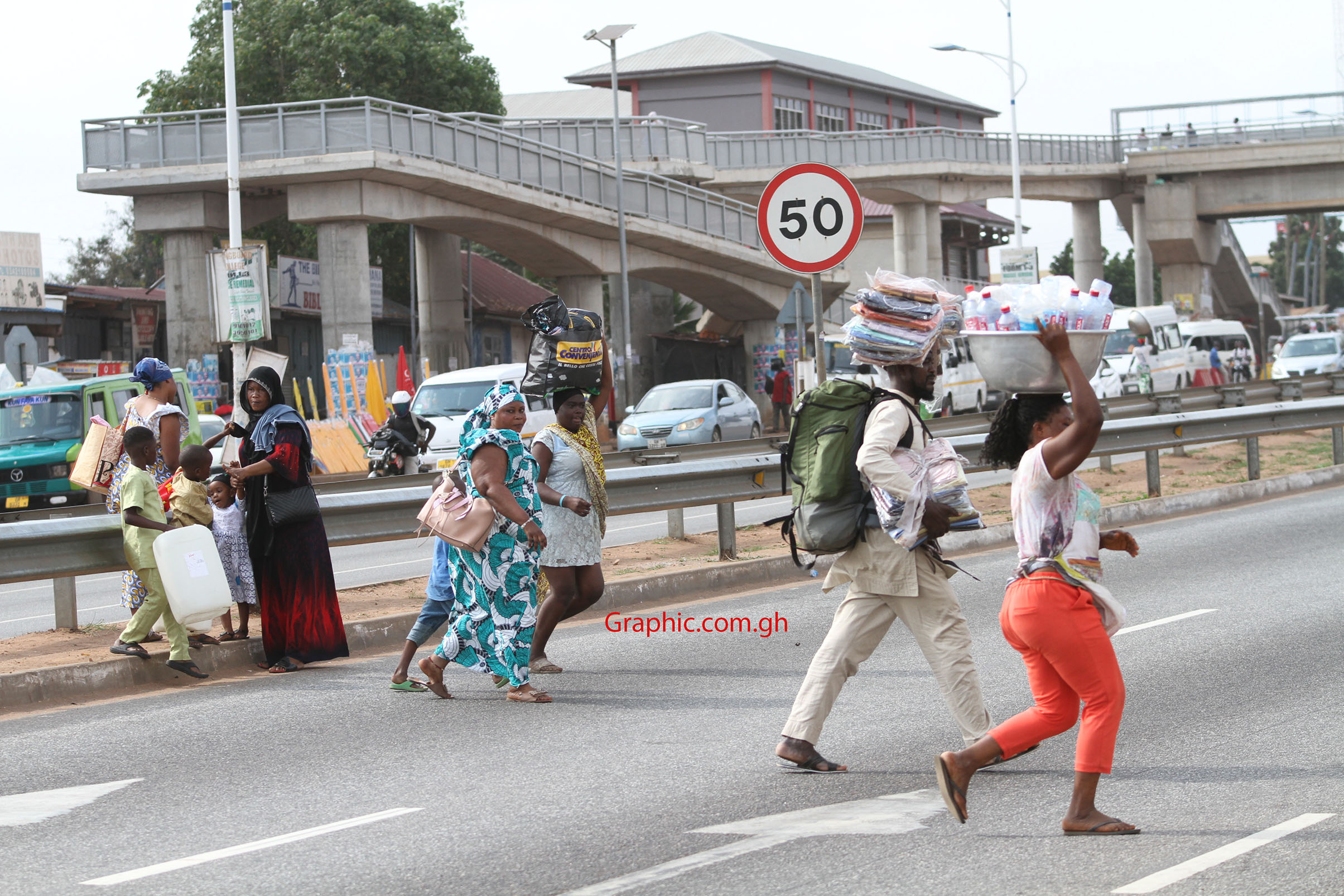 This footbridge at Sakaman near the Mallam Market is hardly ever used by pedestrians.