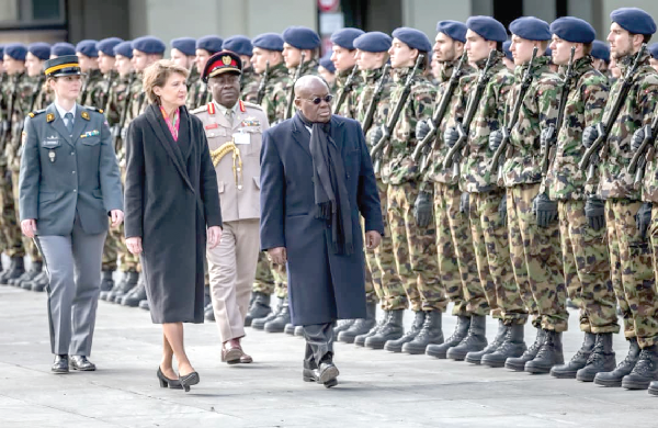 FLASHBACK: President Akufo-Addo and his Swiss counterpart, Simonetta Sommaruga, reviewing a guard of honour
