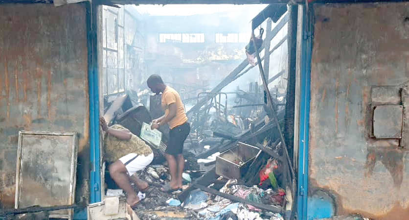 One of the affected shops in the Takoradi Central Market fire incident