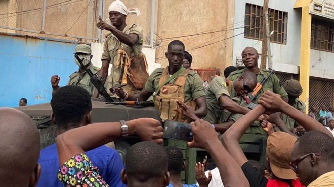 The mutinying soldiers were cheered by crowds as they reached the capital Bamako on Tuesday