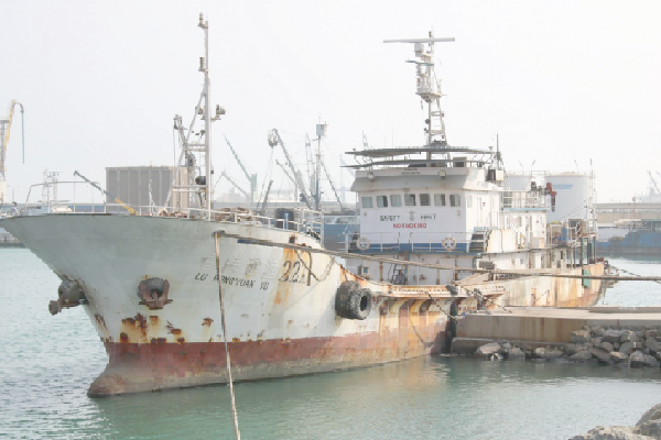 One of the laid up tuna fishing vessels at the Fishing Harbour. Picture: DELLA RUSSEL OCLOO