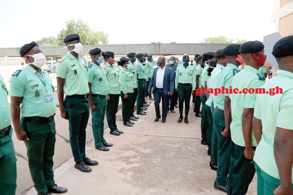 Prof. Ahmed Nuhu Zakaia inspecting a guard of honour mounted by Emergency Medical teams