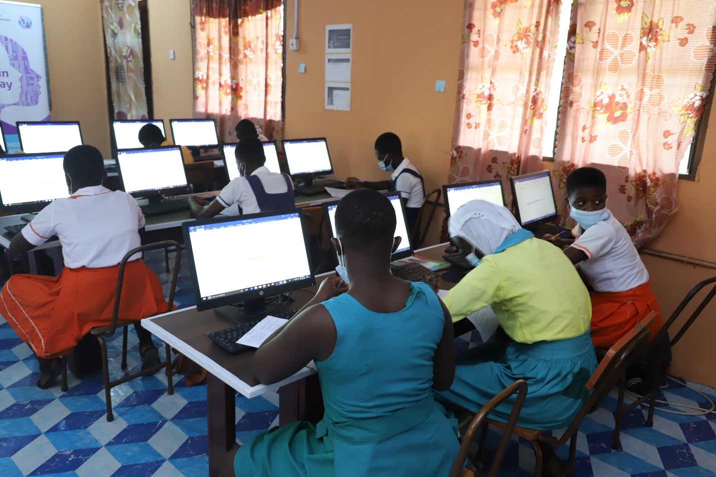 Some of the girls in the Oti Region trained in ICT