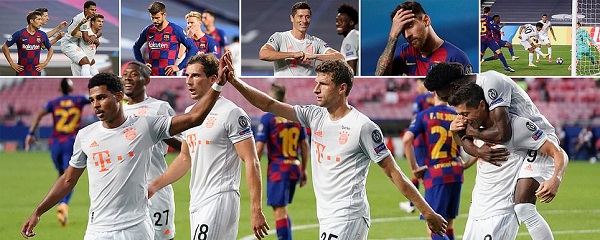 Humiliation: Thomas Mueller steals the show as Bayern put Barca to the sword