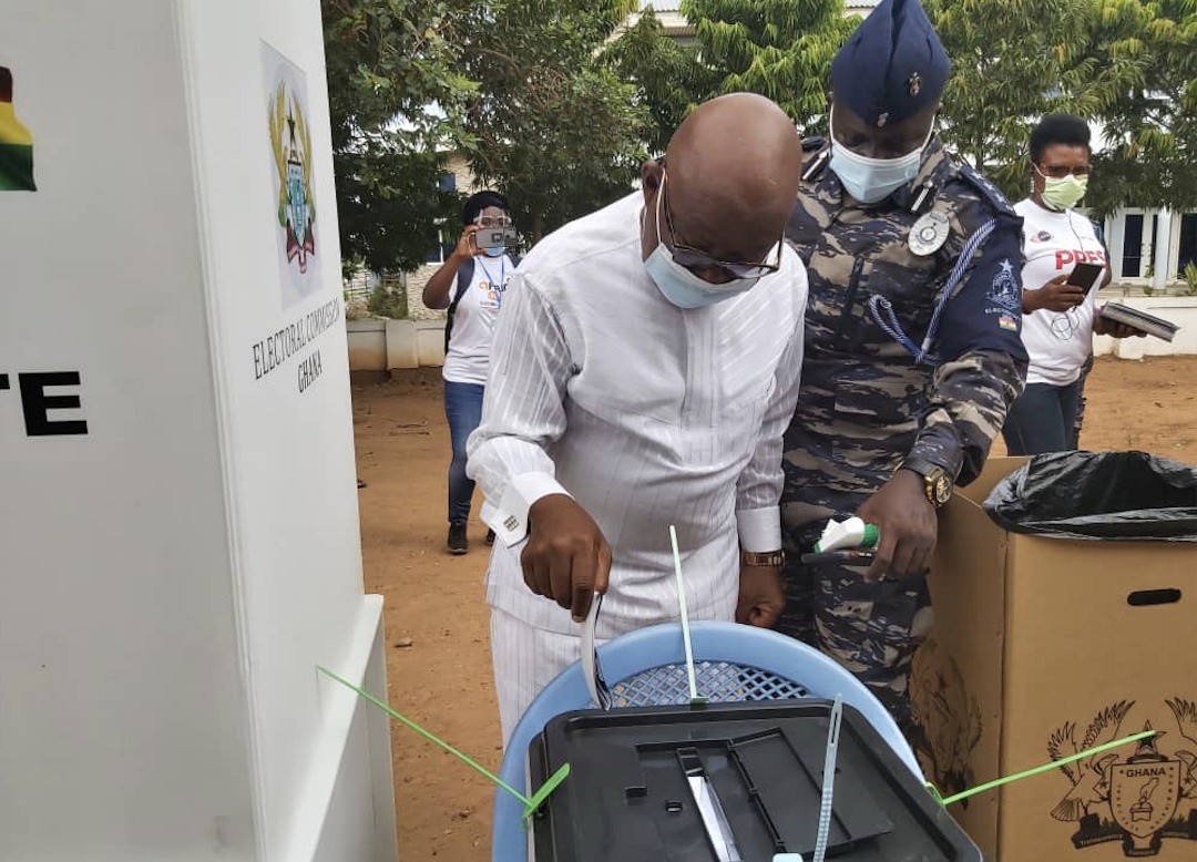 Speaker of Parliament, Prof Aaron Mike Oquaye casting his vote