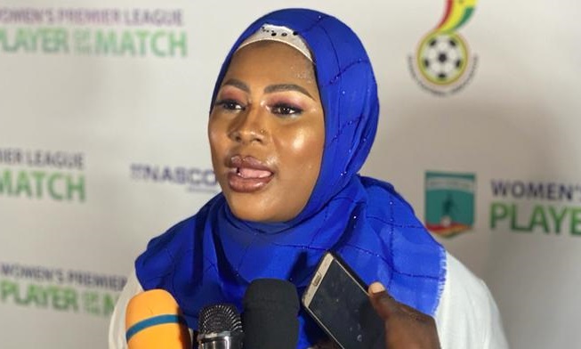 Ms Adiza Kubura Sadiq, Marketing Manager for Electroland announcing the NASCO's sponsorship for the 2020-21 GPL and WPL