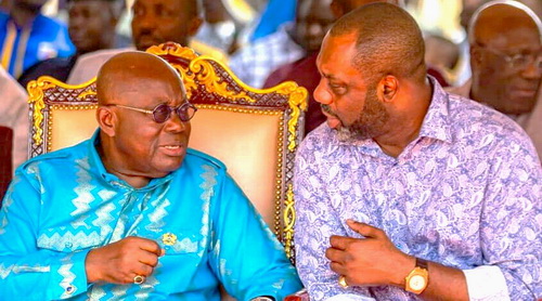 President Nana Addo Dankwa Akufo-Addo and Education Minister Dr. Matthew Opoku Prempeh in a tete a tete. Major decision expected after cabinet meeting