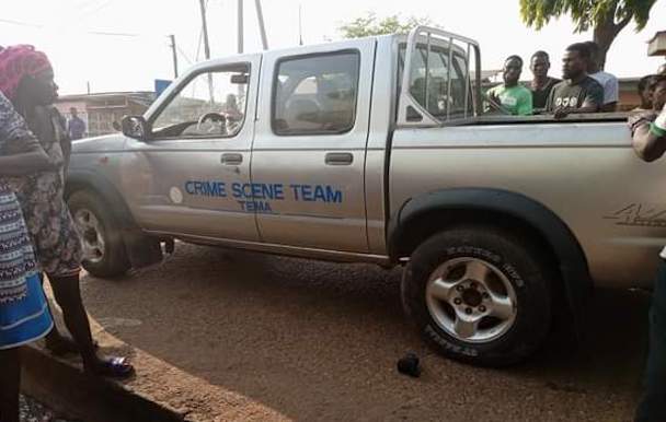 The Tema Police Crime Scene team arriving at the scene