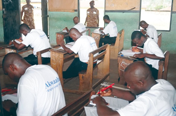 Prisoners of the Nsawam Medium Security Prison taking the WASSCE exam in 2018