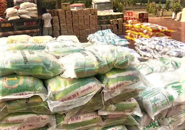 Some of the assorted uncustomed goods intercepted by the Customs Division of the Ghana Revenue Authourity (GRA) at its Koforidua checkpoint, near Duayaw-Nkwanta in the Ahafo Region