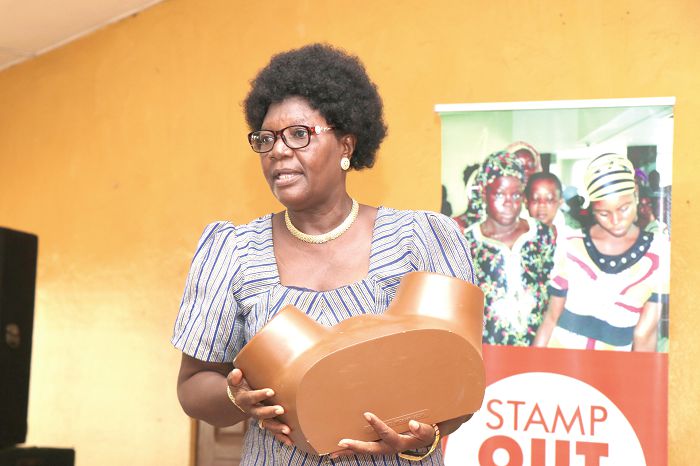 Flashback: Mrs Gertrude Eunice Maasodong, President of the Ghana Association of Women Welfare (GAWW), making a presentation on the risks of FGM at a public forum
