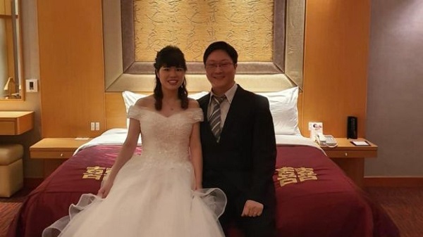 The couple celebrated from their wedding room