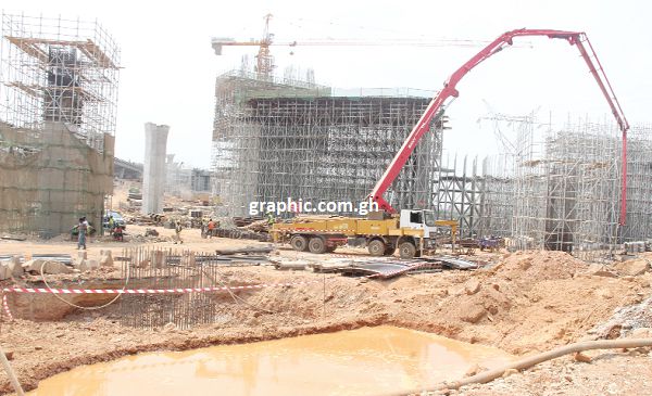 An aerial view of the Pokuase Interchange project. Picture: BENEDICT OBUOBI