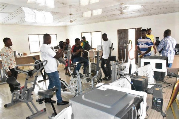 The Awukugwa Community gym as set up with the equipment