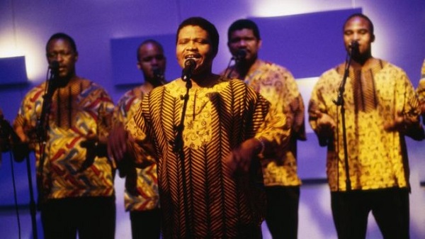 Joseph Shabalala with members of Ladysmith Black Mambazo in 1998