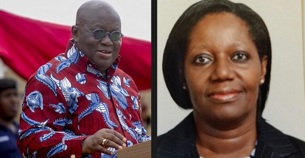 President Akufo-Addo(left), Scretary to Cabinet —  Ambassador Mercy Yvonne Debrah-Karikari(right)