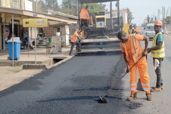 Work progressing on the Agona Swedru roads. Picture: Gilbert Mawuli Agbey