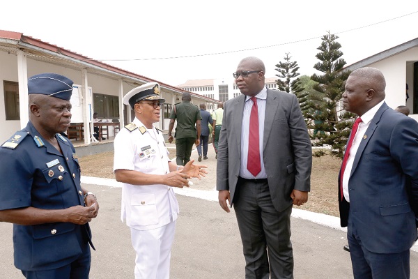 Rear Admiral Moses Beick-Baffour (2nd left), Commandant, Ghana Armed Forces Command &amp; Staff College (GAFCSC), with Mr Egbert Faibille (2nd right), Chief Executive Officer, Petroleum Commission; Mr Richard Addo Darko (right) and Air Commodore Isaac Wayoe (left), Deputy Commandant