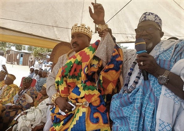 Togbi Amuzu Liekpor (left) being introduced by Togbi James Ocloo