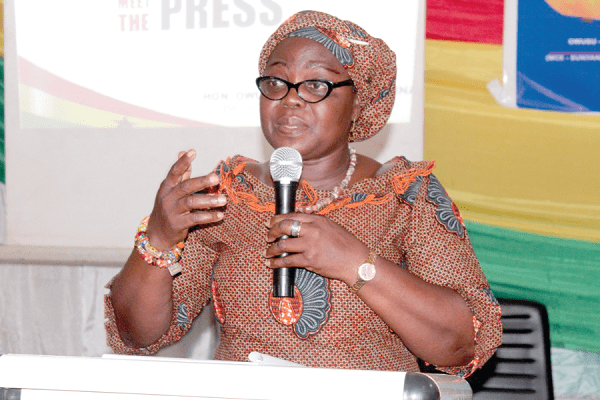 Mrs Justina Owusu-Banahene, MCE for Sunyani, addressing the meeting