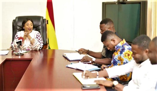 Ms Shirley Ayorkor Botchwey (left) holding discussions with the delegation from NUGS