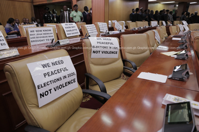 Some of the inscriptions of the seats of the minority in parliament. PHOTOS BY SAMUEL TEI ADANO