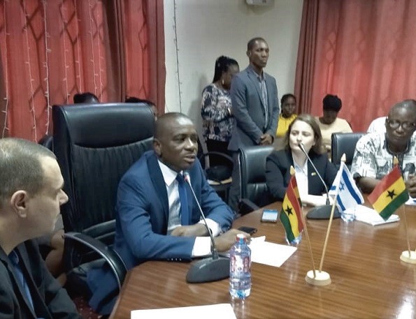 Mr Kennedy Osei Nyarko (middle) speaking at the ceremony while Ms Shani Rapaport Etsiony (right) and Mr Yaron Tamir (left) look on