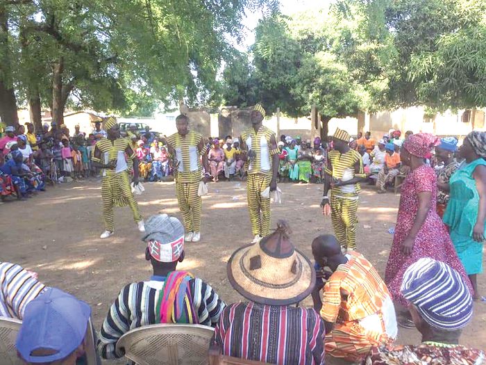  A drama troupe educating community members on polio