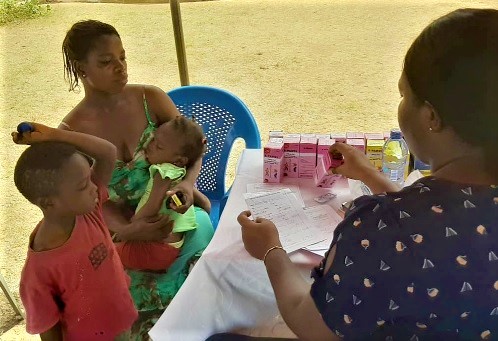 One of the children undergoing screening