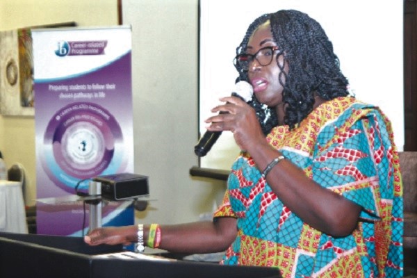 Mrs Gifty Twum Ampofo, the Deputy Minister of Education, speaking at the training programme in Accra. 