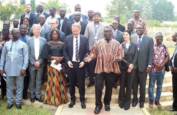 Professor Frimpong-Boateng (in smock), Mr Christoph Retzlaff (4th left)  and other stakeholders after the opening session. Picture: GABRIEL AHIABOR