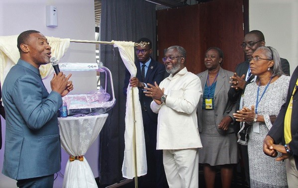 Dr Anthony Nsiah-Asare (centre), the Presidential Advisor on Health, and Dr Lawrence Tetteh (left), Founder, Worldwide Miracle Outreach, launching the jaundice management firefly phototherapy equipment. At the extreme right is Dr Isabella Sagoe-Moses, acting Director, Family Health Division, Ghana Health Service. Picture: BENEDICT OBUOBI