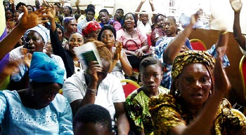 A section of congregants at a church service