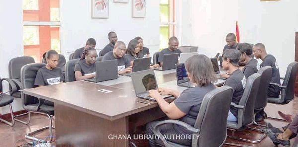 Staff of the Ghana Library Authority at work during the launch