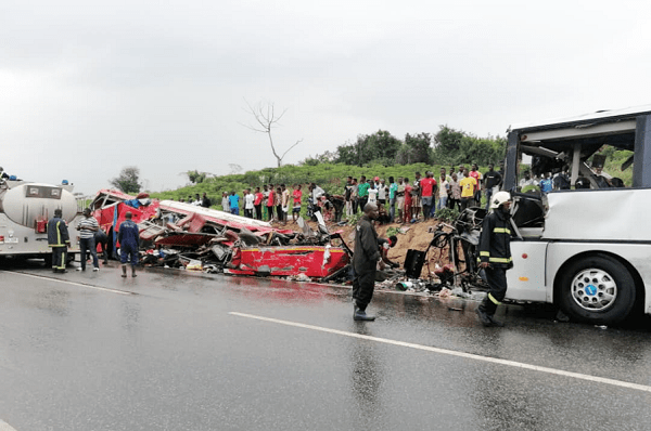 The scene of the accident at Dompoase that claimed 34 lives