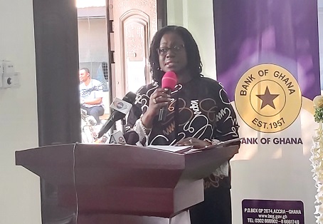 Mrs Elsie Addo Awadzi, 2nd Deputy Governor, Bank of Ghana, addressing participants in the sensitisation programme