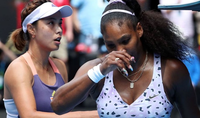 Serena Williams (right) eliminated from Australia Open