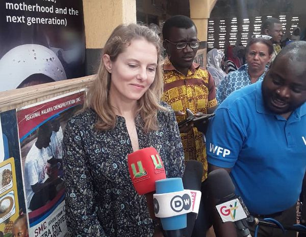 Princess Sarah Zeid of Jordan interacting with the media during her visit.