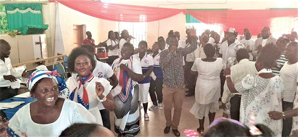 Some of the NPP supporters singing praises during the annual thankgiving service at Kodie