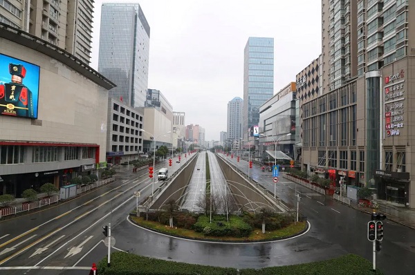 Empty streets in Wuhan, Hubei province, China Jan. 26, 2020.