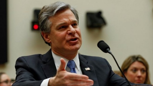 FBI Director Christopher Wray, pictured in February, described a wide-ranging campaign by the Chinese government to disrupt US life